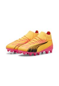 Buty piłkarskie dla dzieci Puma Ultra Pro Fg ag. Kolor: różowy, wielokolorowy, czarny. Materiał: syntetyk, materiał. Szerokość cholewki: normalna. Sport: piłka nożna #1