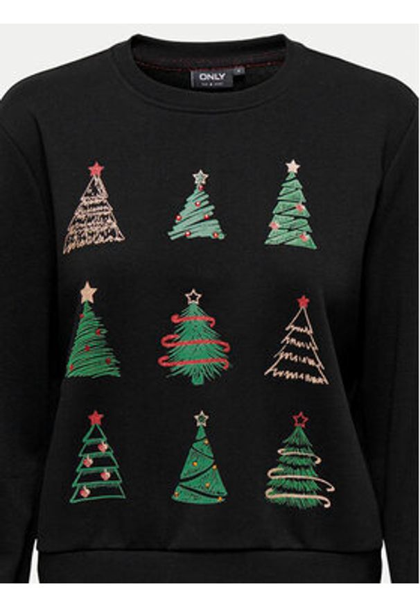 only - ONLY Bluza Yda Xmas 15270956 Czarny Regular Fit. Kolor: czarny. Materiał: bawełna, syntetyk