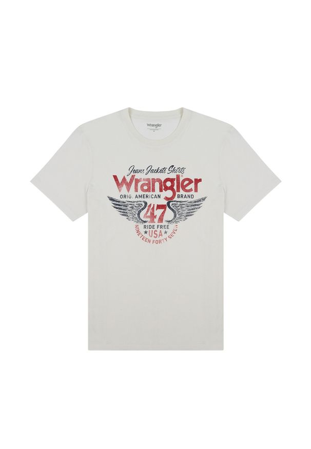 Wrangler - MESKA KOSZULKA WRANGLER AMERICANA TEE WORN WHITE 112320780