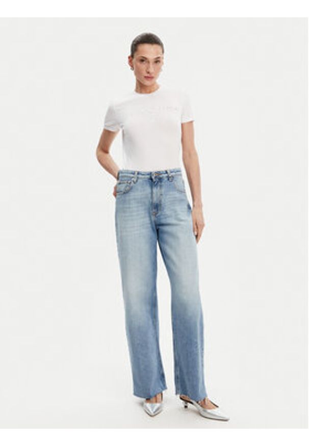 Fracomina T-Shirt FP25ST3011J449N5 Biały Slim Fit. Kolor: biały
