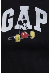 GAP bluza x Disney kolor czarny z kapturem z nadrukiem. Okazja: na co dzień. Typ kołnierza: kaptur. Kolor: czarny. Materiał: dzianina. Wzór: nadruk, motyw z bajki. Styl: casual #2