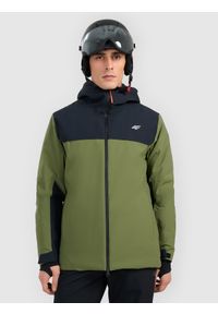 4f - 4F Kurtka narciarska membrana 8000 męska - khaki S. Kolor: wielokolorowy, oliwkowy, brązowy. Materiał: poliester, materiał. Sezon: zima #1