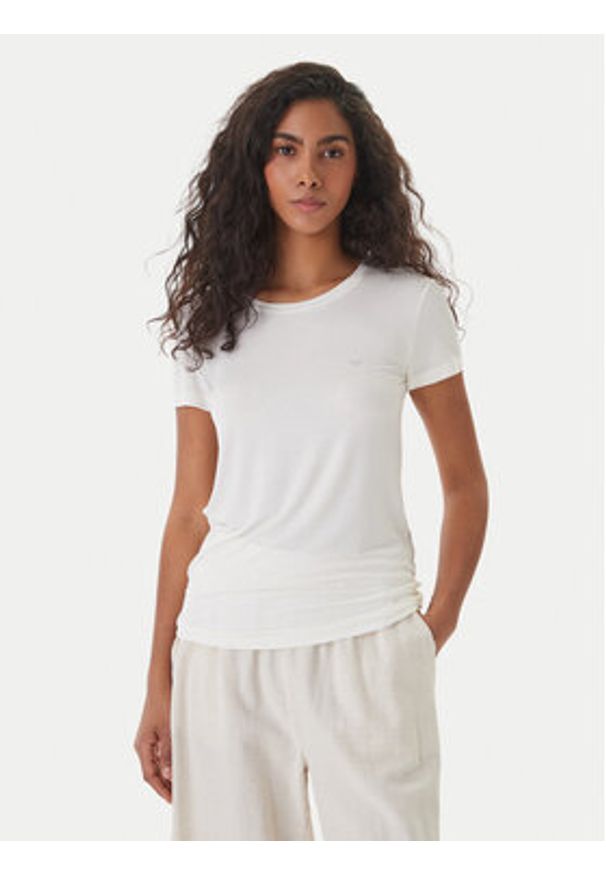 Emporio Armani T-Shirt EW000408 AF19024 U1131 Biały Regular Fit. Kolor: biały. Materiał: bawełna