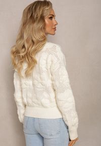 Renee - Jasnobeżowy Sweter z Wełną i Bawełną z Pluszowymi Wstawkami Alrua. Kolor: beżowy. Materiał: wełna, bawełna. Sezon: zima #4