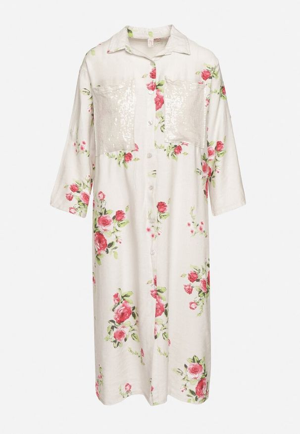 Born2be - Jasnoszara Pudełkowa Sukienka z Bawełny z Regulowanym Rękawem Avamla. Okazja: na spacer. Kolor: szary. Materiał: bawełna. Styl: elegancki