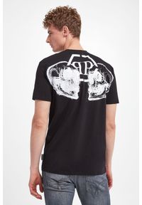 Philipp Plein - T-shirt męski PHILIPP PLEIN. Materiał: skóra, prążkowany. Wzór: haft, aplikacja, nadruk #5