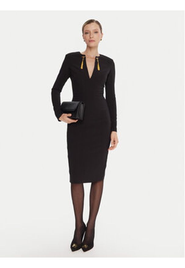 Elisabetta Franchi Sukienka koktajlowa AB-805-57E2-V460 Czarny Slim Fit. Kolor: czarny. Materiał: syntetyk. Styl: wizytowy