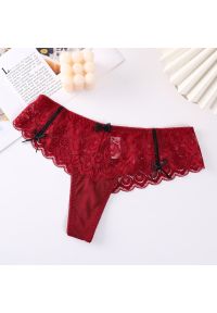 Intica - Stringi koronkowe z kokardkami eleganckie Destini. Kolor: czerwony. Materiał: koronka. Wzór: koronka