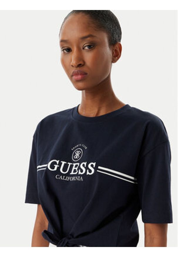 Guess T-Shirt V6GI20 K3509 Granatowy Regular Fit. Kolor: niebieski. Materiał: bawełna