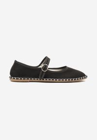 Born2be - Czarne Balerinki Espadryle z Paskiem Ozdobione Przeszyciami Firaniere. Okazja: na co dzień. Zapięcie: pasek. Kolor: czarny. Wzór: aplikacja. Sezon: lato. Styl: casual #3