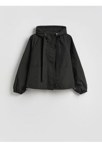 Reserved - Kurtka z kapturem - czarny. Typ kołnierza: kaptur. Kolor: czarny. Materiał: tkanina. Wzór: gładki
