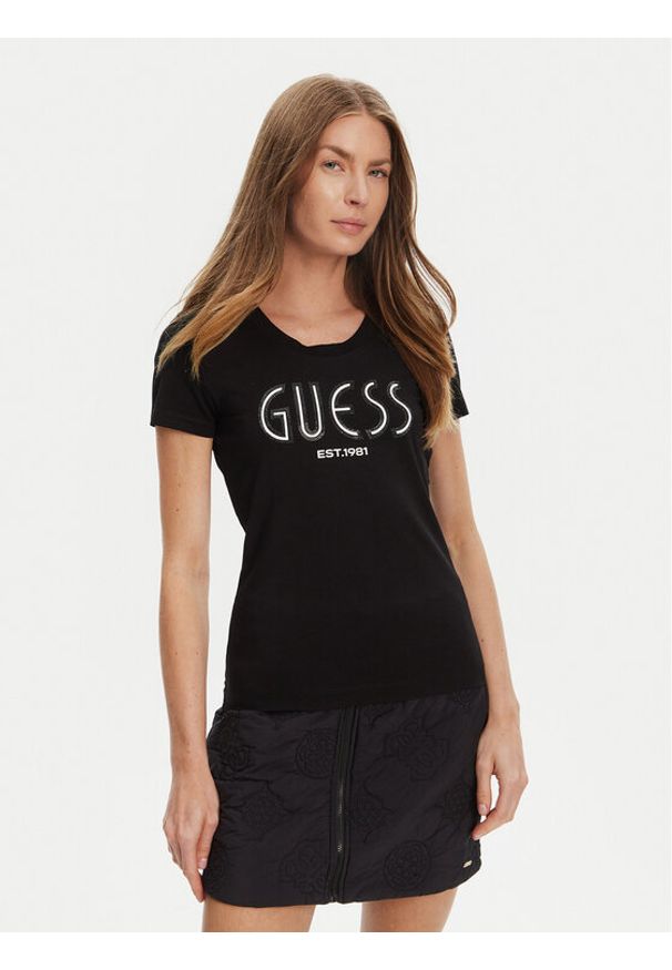 Guess T-Shirt W5YI05 J1314 Czarny Regular Fit. Kolor: czarny. Materiał: bawełna