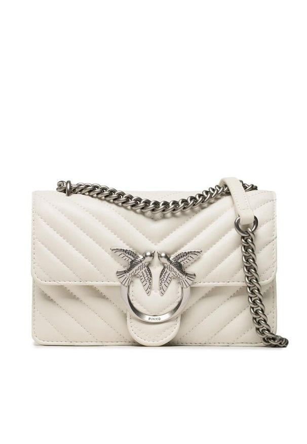 Pinko Torebka Love Icon Mini Dc 100074 A0GK Biały. Kolor: biały. Materiał: skórzane