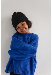 Marsala - MINI Sweter oversize z bufiastym rękawem w kolorze SAPPHIRE BLUE - RIVERO-2. Okazja: na co dzień. Kolor: niebieski. Materiał: wełna, akryl. Sezon: wiosna, lato, jesień, zima. Styl: casual