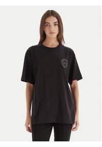 Versace Jeans Couture T-Shirt 79GAHT06 CJ00T Czarny Regular Fit. Kolor: czarny. Materiał: bawełna #4
