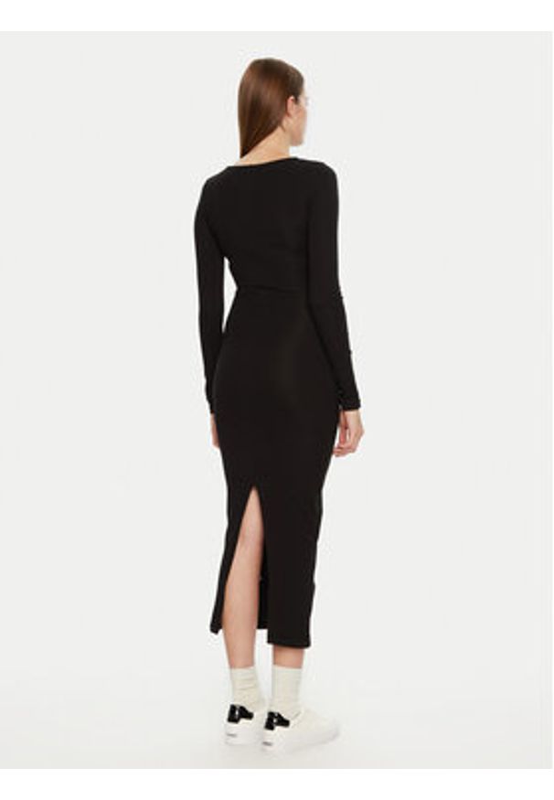 Brave Soul Sukienka codzienna LDRJ-624HOLLY Czarny Regular Fit. Okazja: na co dzień. Kolor: czarny. Materiał: bawełna. Typ sukienki: proste. Styl: casual