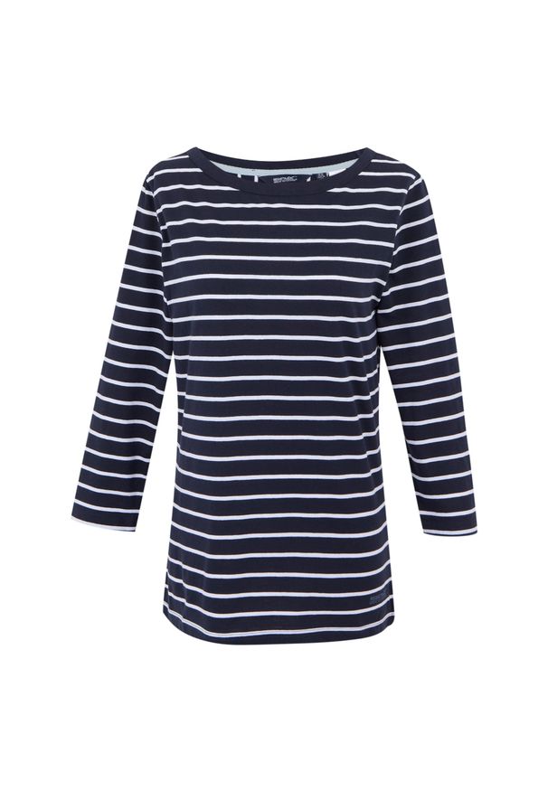 Regatta - T-shirt Damski W Paski Baylette II. Kolor: niebieski, wielokolorowy, biały. Wzór: paski. Sport: turystyka piesza