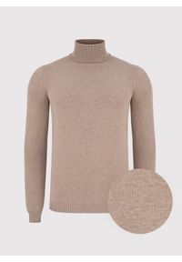 Pako Lorente - PAKO LORENTE – Beżowy gładki golf męski. Typ kołnierza: golf. Kolor: biały, beżowy. Materiał: poliamid, bawełna, elastan. Wzór: gładki. Sezon: zima, jesień #9