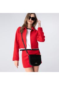 Wittchen - Damska torebka saddle bag z dwóch rodzajów skór. Kolor: czarny. Wzór: haft. Dodatki: z haftem. Materiał: skórzane. Styl: casual, elegancki #5