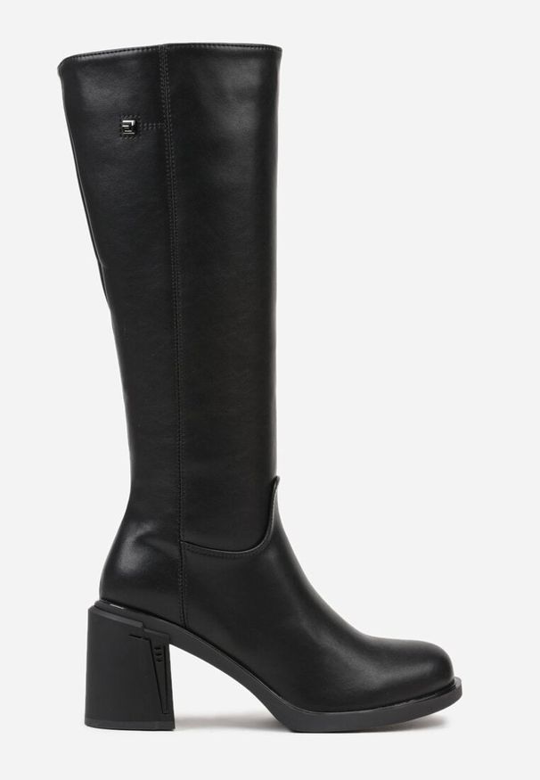 Born2be - Czarne Skórzane Kozaki VICES na Obcasie Fezunda. Okazja: na co dzień. Wysokość cholewki: przed kolano. Kolor: czarny. Materiał: skóra. Szerokość cholewki: normalna. Obcas: na obcasie. Styl: elegancki, casual, klasyczny. Wysokość obcasa: średni