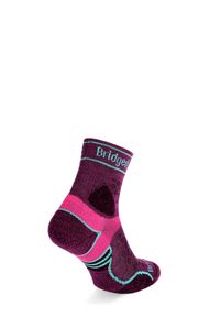 BRIDGEDALE - Skarpety biegowe damskie Bridgedale LT T2 Merino Sport 3/4 - damson. Kolor: fioletowy