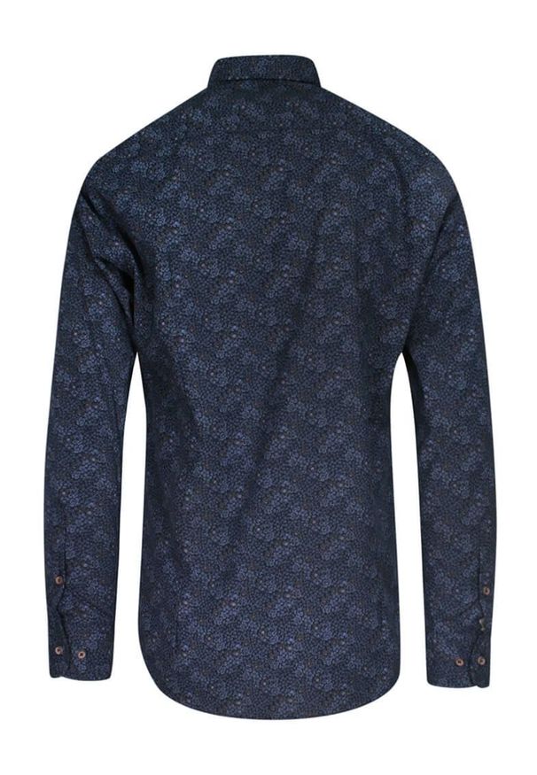 Grzegorz Moda Męska - Koszula Taliowana, Granatowo-Brązowa w Kwiatki, Długi Rękaw, Męska -GRZEGORZ MODA MĘSKA. Okazja: na spotkanie biznesowe, do pracy. Kolor: wielokolorowy, beżowy, niebieski, brązowy. Materiał: bawełna, poliester. Długość rękawa: długi rękaw. Długość: długie. Wzór: kwiaty. Styl: biznesowy, elegancki