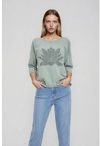 MOODO - Bluza z bawełny oliwkowa. Kolor: oliwkowy. Materiał: bawełna #1