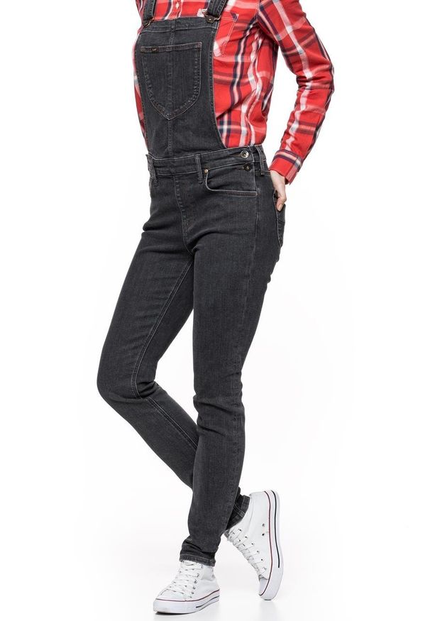 Lee - DAMSKIE OGRODNICZKI LEE BIB SKINNY BLACK WASH L39EWLSF