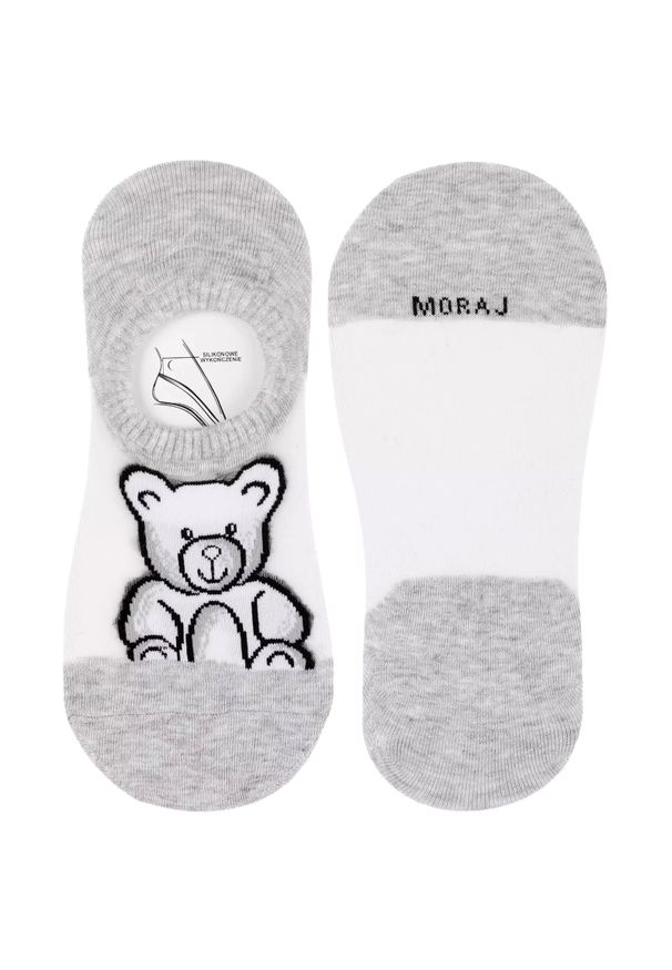 Damskie Stopki Moraj Misiu Mix Kolor 3 Pary. Kolor: biały. Materiał: materiał. Wzór: aplikacja