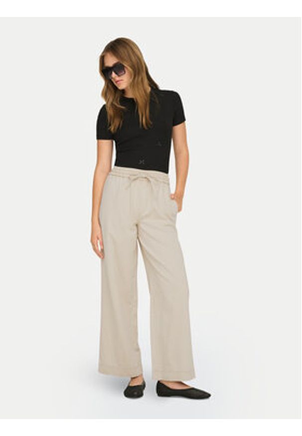 only - ONLY Spodnie materiałowe Maisa 15367380 Beżowy Wide Leg. Kolor: beżowy. Materiał: bawełna