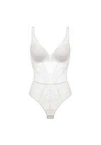 Intica - Body z usztywnianym biustem i koronkowym wykończeniem Muyesser. Kolor: biały. Materiał: koronka. Wzór: koronka