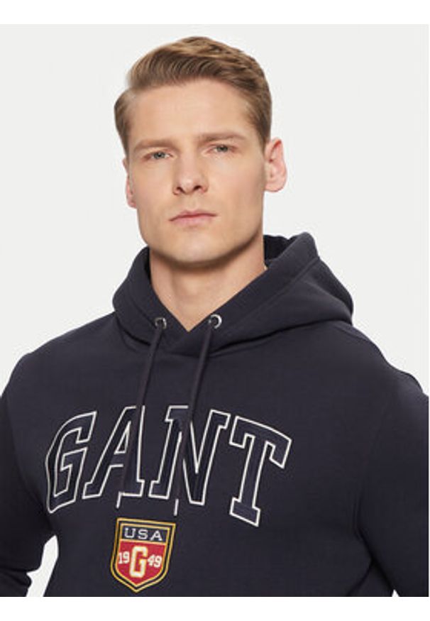GANT - Gant Bluza 2044004 Granatowy Regular Fit. Kolor: niebieski. Materiał: bawełna