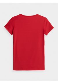 4f - Koszulka treningowa regular szybkoschnąca damska. Kolor: czerwony. Materiał: skóra, włókno, dzianina