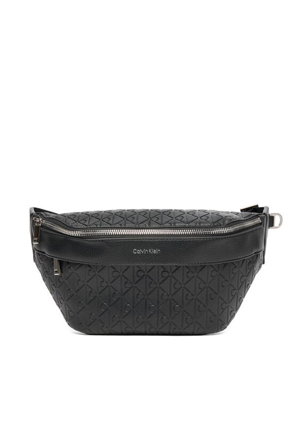 Calvin Klein Saszetka nerka Emblem Emboss Waistbag LV04D3205G Czarny. Kolor: czarny. Materiał: skóra