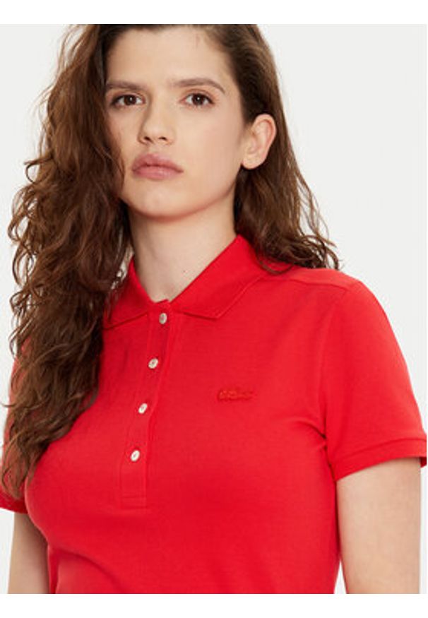 Lacoste Polo PF5462 Czerwony Slim Fit. Typ kołnierza: polo. Kolor: czerwony. Materiał: bawełna