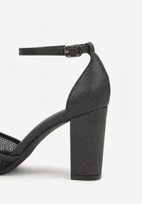 Renee - Czarne Czółenka na Słupku z Cyrkoniami i Brokatem Myriani. Zapięcie: sprzączka. Kolor: czarny. Materiał: jeans. Obcas: na słupku. Styl: elegancki #3