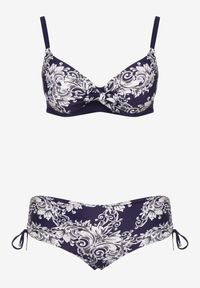 Born2be - Granatowe Bikini Biustonosz z Wiązaniem i Majtki Typu Figi Norettia. Kolekcja: plus size. Kolor: niebieski. Materiał: jeans #3