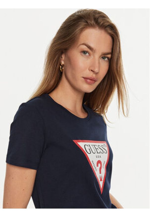 Guess T-Shirt W1YI1B I3Z14 Granatowy Regular Fit. Kolor: niebieski. Materiał: bawełna