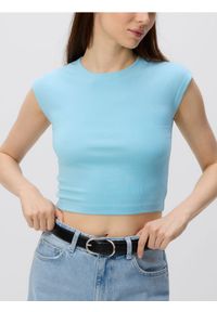 Reserved - T-shirt z modalem - turkusowy. Kolor: turkusowy. Materiał: bawełna #1