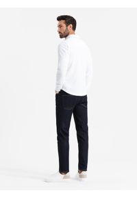 Ombre Clothing - Dzianinowa koszula męska SLIM FIT z długim rękawem – biała V1. Kolor: biały. Materiał: dzianina. Długość rękawa: długi rękaw. Długość: długie #7