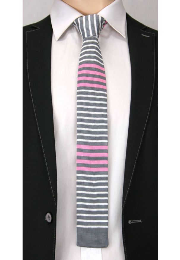 Szary krawat Chattier elegancki, w paski