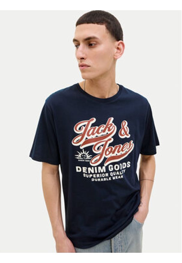 Jack & Jones - Jack&Jones T-Shirt Logo 12279535 Granatowy Standard Fit. Kolor: niebieski. Materiał: bawełna