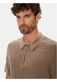 Michael Kors Polo CT560GT469 Brązowy Regular Fit. Typ kołnierza: polo. Kolor: brązowy. Materiał: bawełna #5