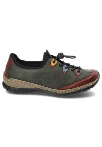 Zielone Półbuty Rieker Wygodne Buty Damskie. Okazja: na co dzień. Kolor: zielony. Materiał: syntetyk, materiał. Szerokość cholewki: normalna. Styl: casual, sportowy, elegancki #5