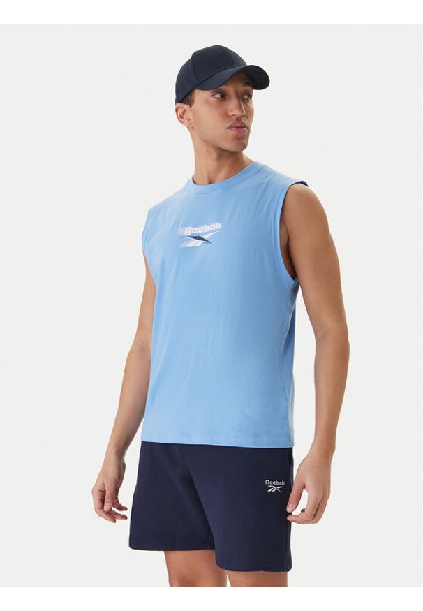 Reebok Tank top Bradshaw RK25560CCM Błękitny Regular Fit. Kolor: niebieski. Materiał: bawełna