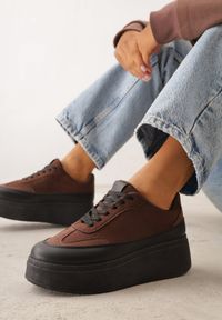 Born2be - Brązowe Sneakersy VICES na Platformie w Stylu lat 90. Donah. Kolor: brązowy. Sezon: lato. Obcas: na platformie #7