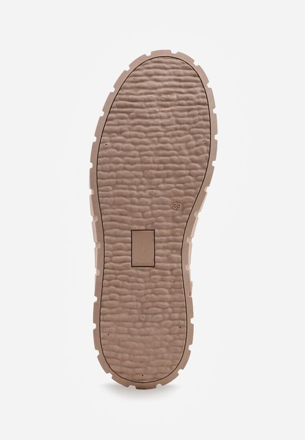 Renee - Ciemnobeżowe Sneakersy Vices na Platformie z Tłoczeniem Ozdobione Perforacją Leaniael. Okazja: na co dzień. Kolor: beżowy. Materiał: jeans. Wzór: aplikacja. Obcas: na platformie