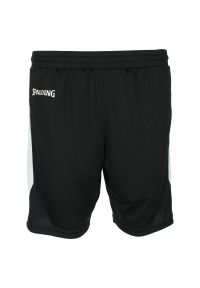 SPALDING - Szorty damskie Spalding 4HER III. Kolor: czarny, biały, wielokolorowy. Materiał: tkanina. Wzór: paski. Sport: koszykówka