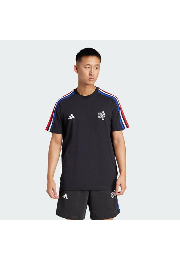 Adidas - Koszulka France Essentials 3-Stripes. Kolor: czarny. Materiał: bawełna. Sport: piłka nożna