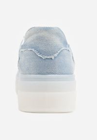 Renee - Niebieskie Sneakersy na Platformie z Denimu Nanore. Okazja: na co dzień. Kolor: niebieski. Materiał: denim. Obcas: na platformie #7